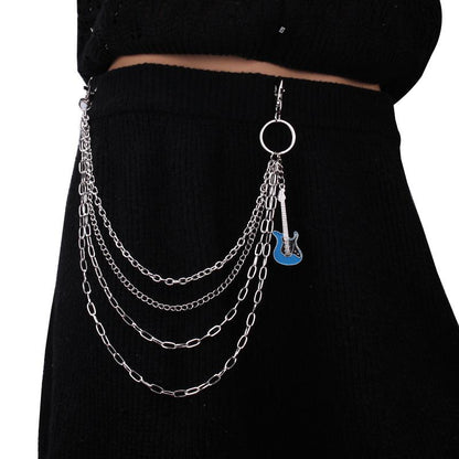 Jewelry simple fashion guitar accessories body chain personality punk metal chain multi-layer pants chain