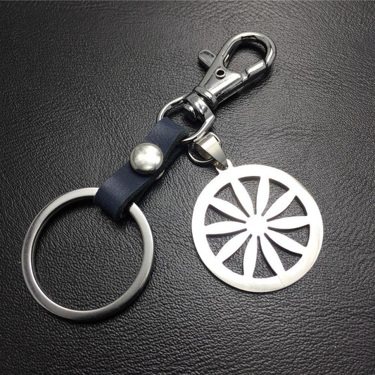 Sunflower Titanium Steel Accessories Brand Cowhide Keychain Bag Luggage Identification Tag Couple Gift
