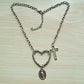 Jewelry Exaggerated Hollow Peach Heart Hollow Cross Virgin Mary Pendant Necklace Female