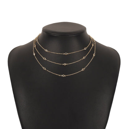 1347 fashion multi-layer choker necklace simple geometric niche temperament catwalk short collarbone necklace