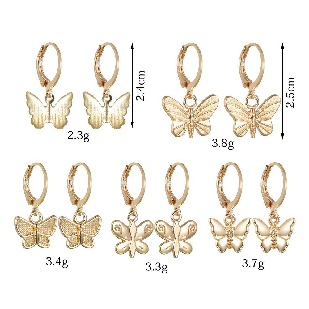 Fashion Gold Butterfly Earrings Trendy Simple Alloy Dangle Earrings Accessories