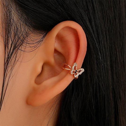 Sweet temperament zircon hollow butterfly ear clip cold personality no ear piercing earring fashion all-match earrings