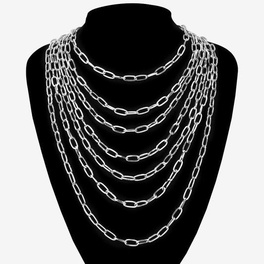 Jewelry hip-hop punk multi-layer chain all-match necklace street trend metal geometric set chain