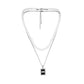 Fashion Simple Personality Versatile Trend Stainless Steel Square Brand Eye Oil Drip Pearl Necklace Men