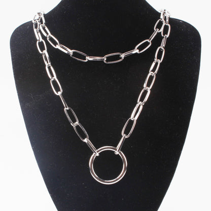 Necklace Jewelry Personality Punk Hip-Hop Alloy Peach Heart Multi-layer Thick Chain Sweater Chain Necklace Female