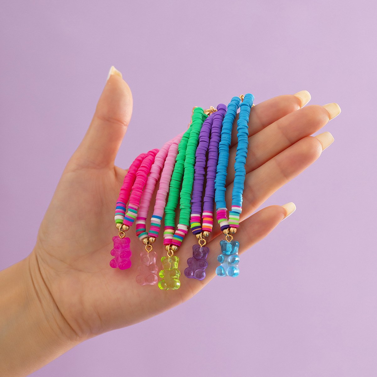 Jewelry Cute Cartoon Versatile Clavicle Chain Niche Simple Color Transparent Juice Bear Necklace