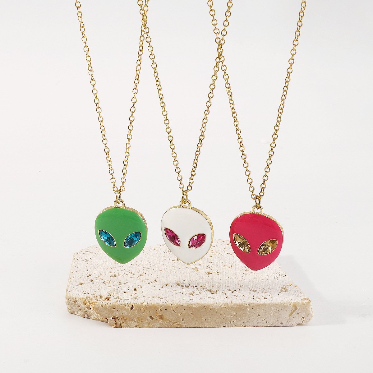 N9349 Personalized Oil Drop Necklace Colorful Water Drop Alien Necklace Creative Retro Creative Pendant