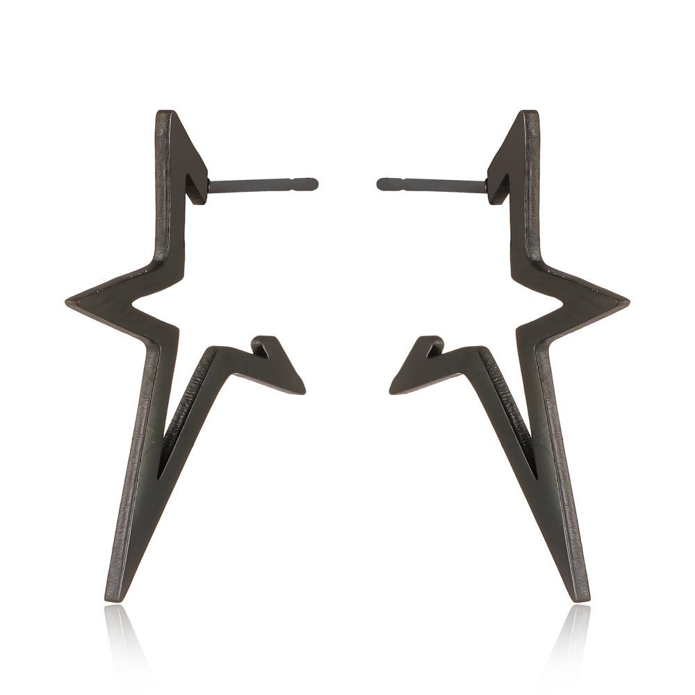 Men's Personality Simple and Versatile Stainless Steel Punk Irregular Pentagram Stud Earrings Earrings Earrings