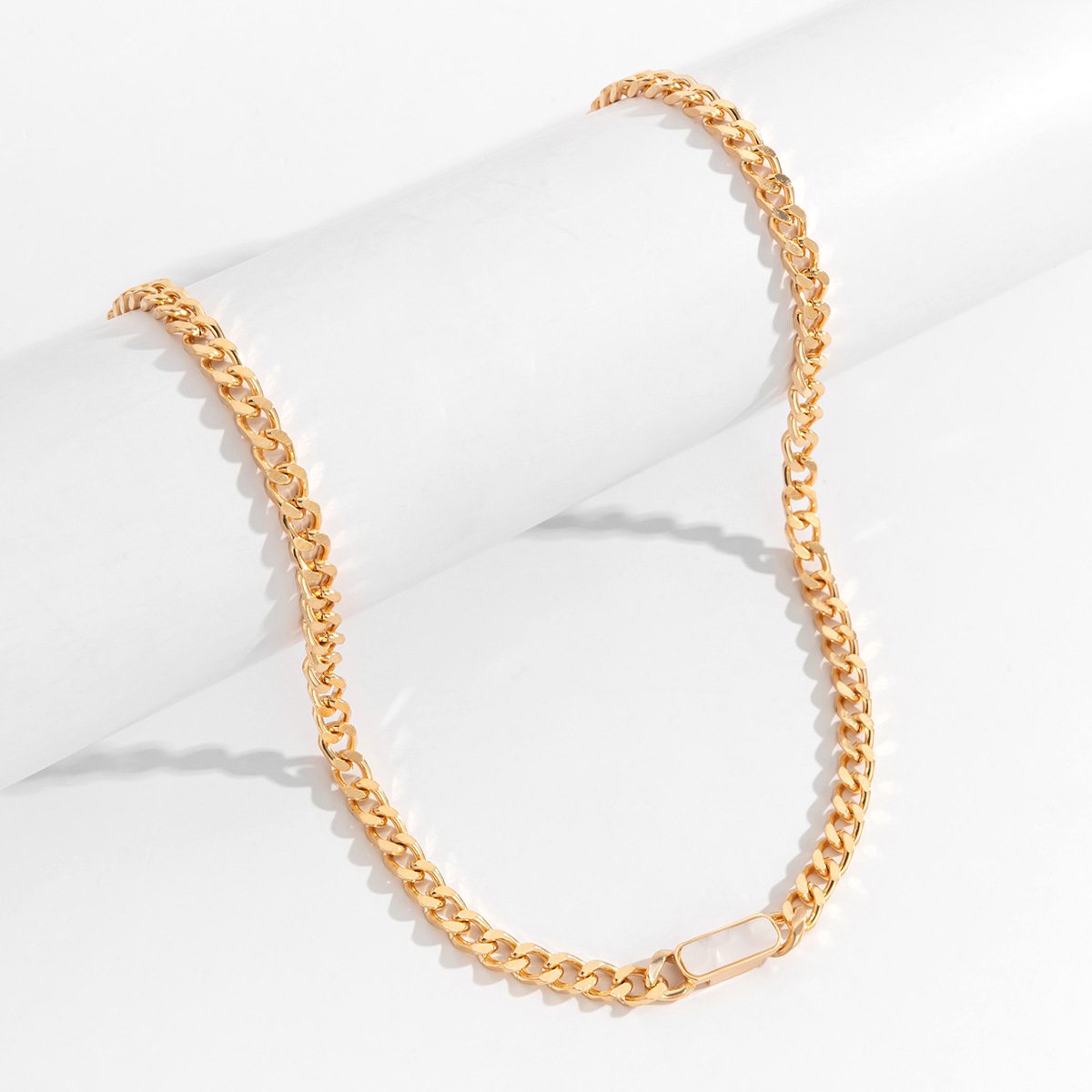 Jewelry Retro Simple Metal Drip Oil Pendant Necklace Hip Hop Geometric Chain Single Layer Necklace Female