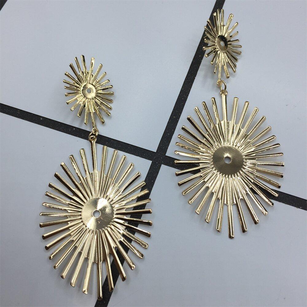 Summer geometric size oval fence fried hair earrings Indian extravagant exaggerated jewelry