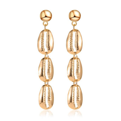Natural shell earrings simple metal all-match tassel shell earrings earrings earrings ethnic personality earrings