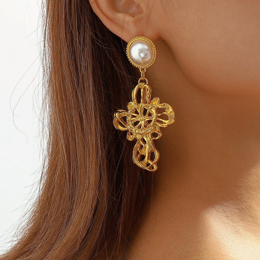 Retro Fashion Irregular Cross Earrings Medieval Geometric Court Earrings