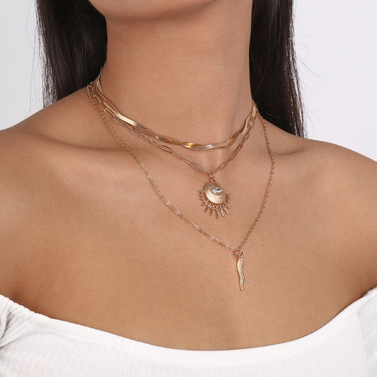 N1678 Jewelry Devil's Eye Exaggerated Stacked Necklace Personality Creative Winding Snake Bone Necklace