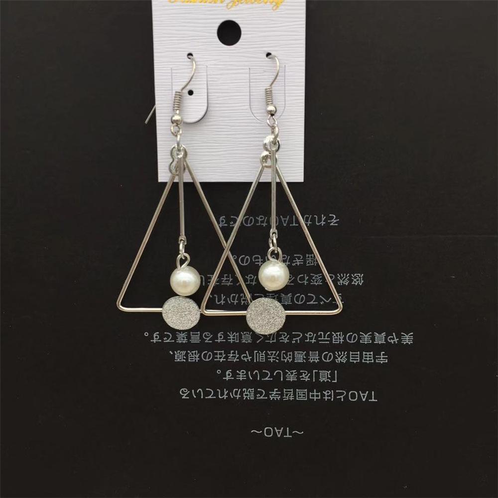 Long Geometric Frosted Imitation Pearl Earrings Internet Celebrity Live Pet Fan Gift