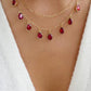 Jewelry Retro Design Water Drop Ruby Rhinestone Necklace Temperament Cross Chain Stacked Necklace