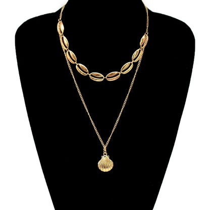 Jewelry Bohemian Alloy Shell Necklace Female Ethnic Multilayer Necklace Clavicle Chain