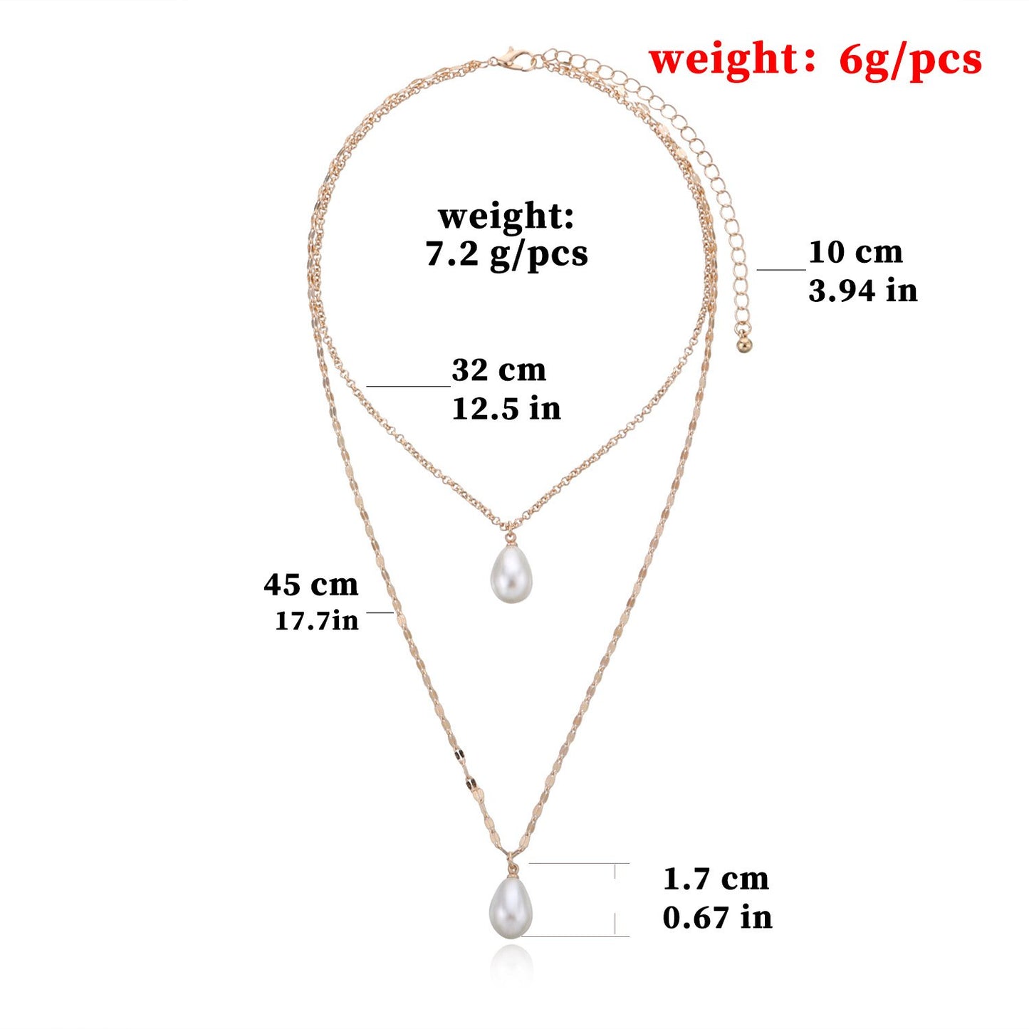 Jewelry Melon Seeds Chain Pearl Drop Shape Necklace Women's Fashion Simple Double Layer Necklace