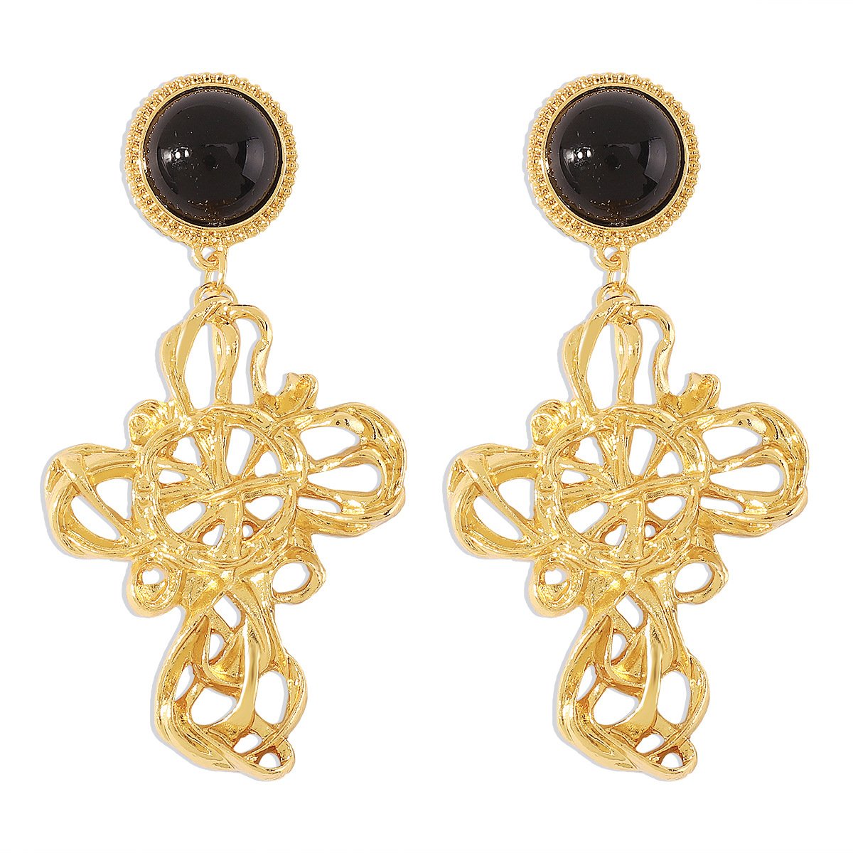 Retro Fashion Irregular Cross Earrings Medieval Geometric Court Earrings