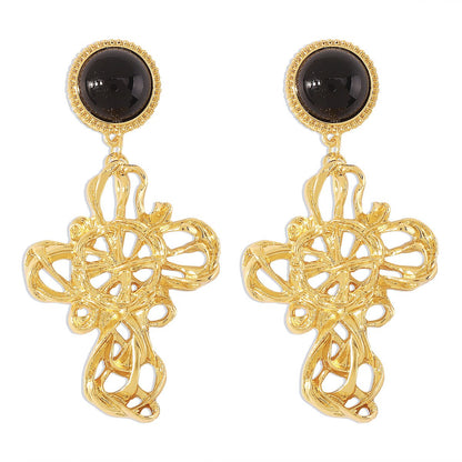 Retro Fashion Irregular Cross Earrings Medieval Geometric Court Earrings