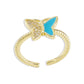 ZR56 Temperament Butterfly Ring Simple Fragrance Zircon Ring Geometric Creative Fashion Hand Jewelry Female