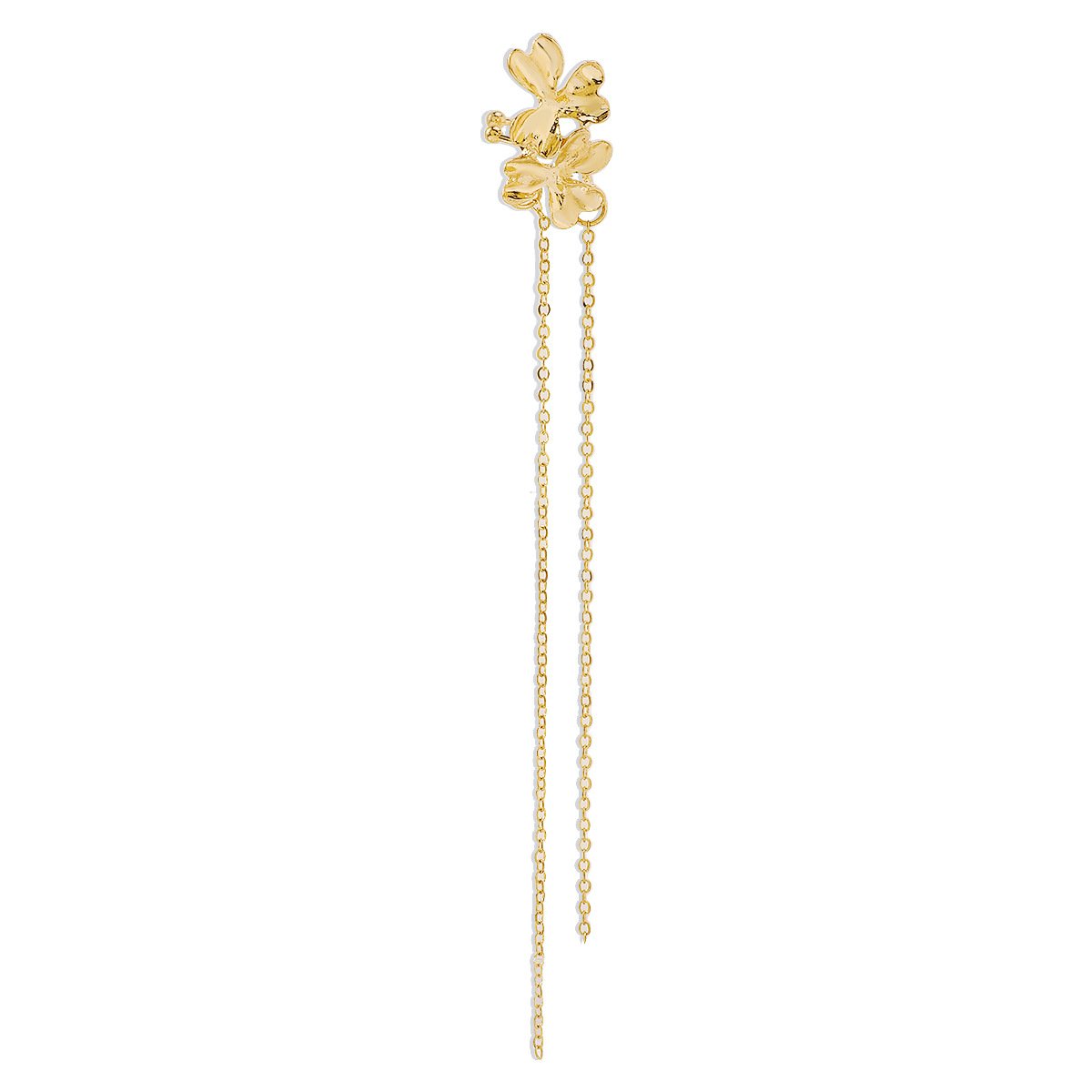 E1799 Niche flower ear bone clip simple chain tassel long earrings sweet cool fairy earrings for women