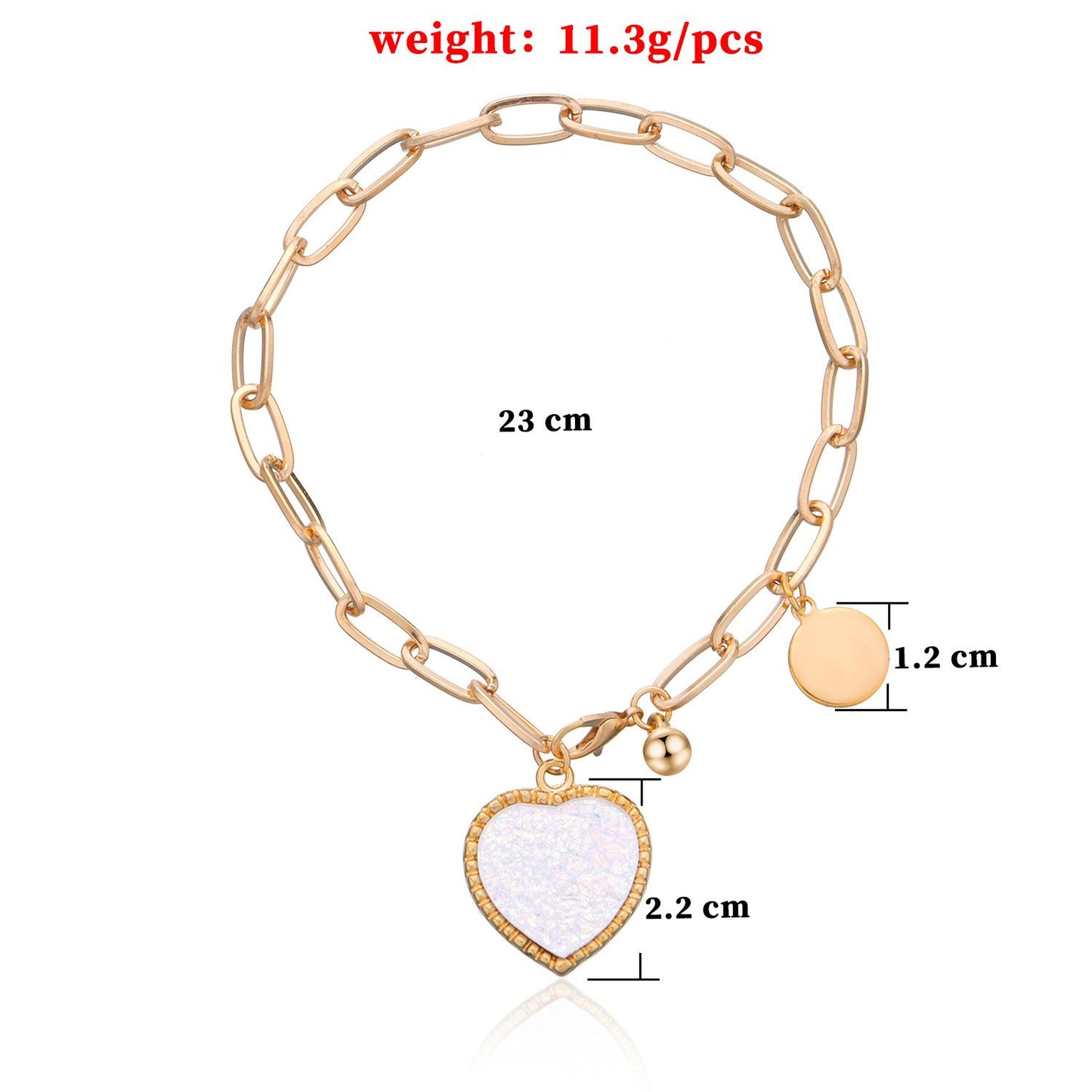 Jewelry Fashion Personality Peach Heart Bracelet Female Exaggerated Thick Chain Handmade Love Bracelet Jewelry