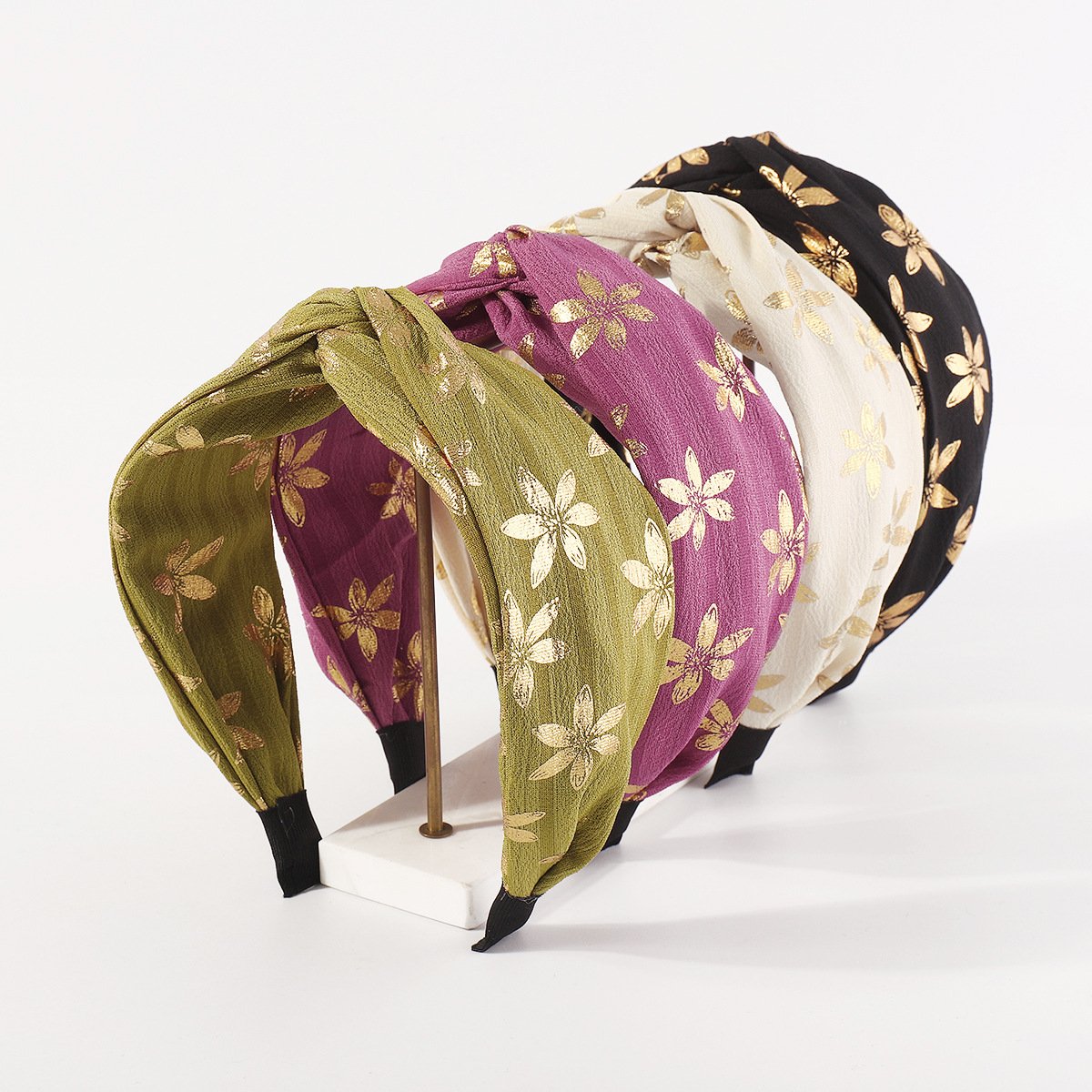 F594 Fabric Simple Retro Contrast Color Cross Knotted Headband Wide Side Sweet Going Out Non-slip Elegant Hairband Female