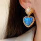 Explosive retro women's turquoise love pendant earrings temperament fashion luminous stone earrings jewelry
