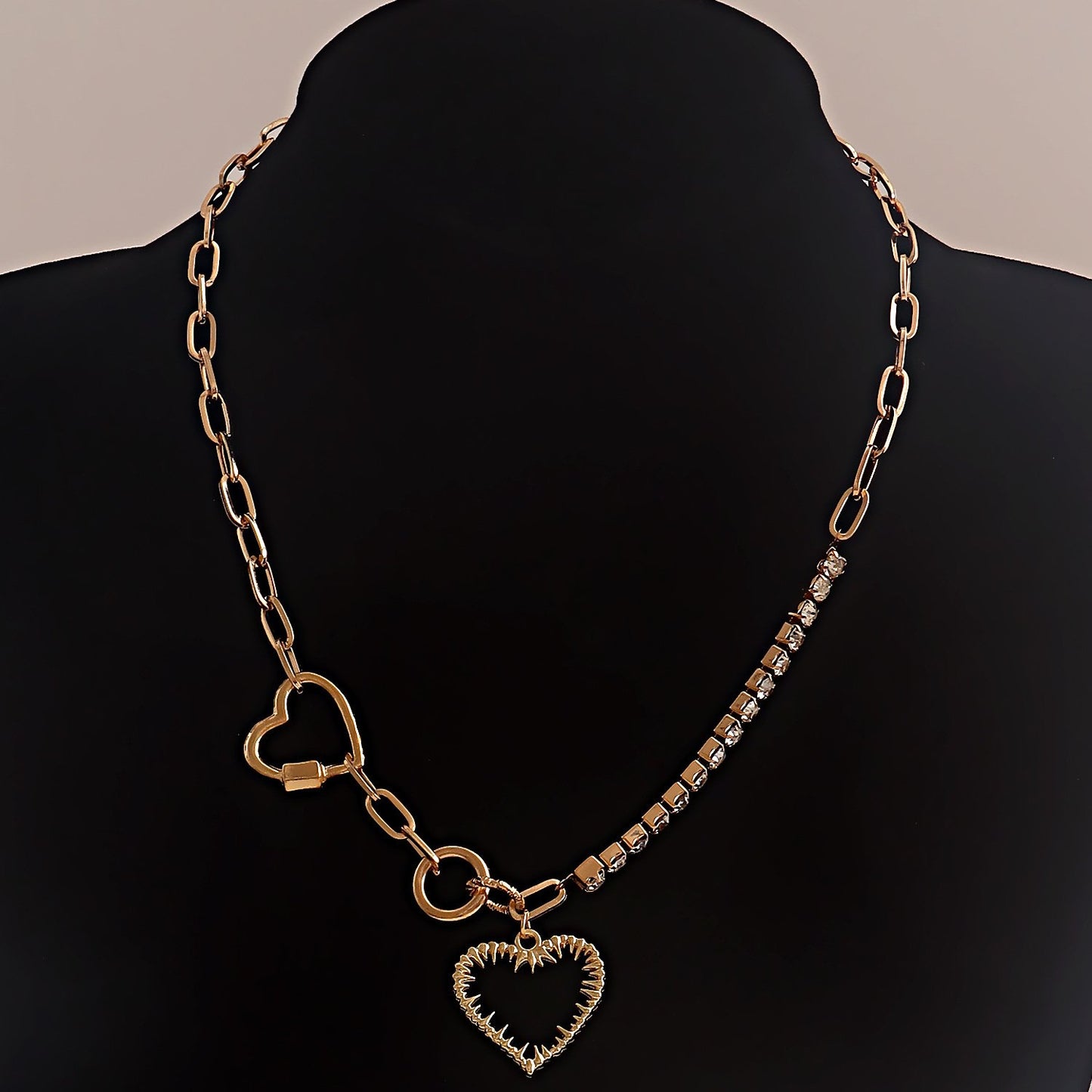 Jewelry Hip Hop Geometric Sweet Cool Heart Single Layer Necklace Personality Claw Diamond Mix and Match Fashion Necklace