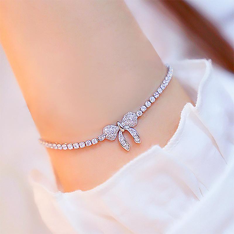 Sweet Butterfly Bracelet Full of Diamonds Fashion Crystal Adjustment Bead Bracelet Temperament Student Versatile Forest Hand Jewelry Bracelet