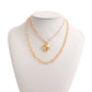 Jewelry punk double-layer geometric big heart pendant imitation pearl necklace female ins all-match necklace