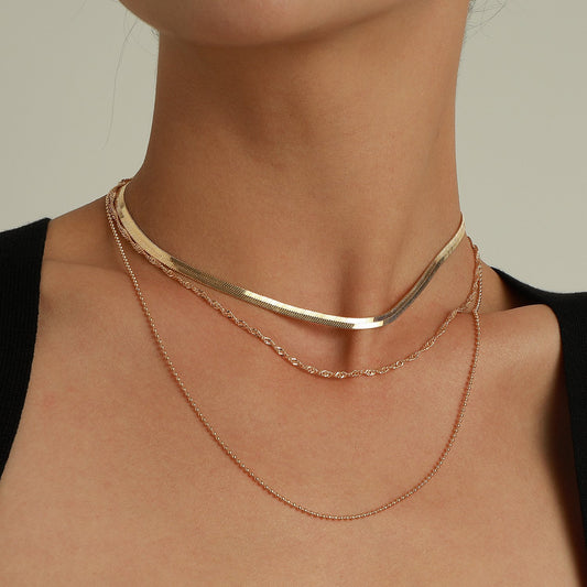 Jewelry Snake Bone Beads Multilayer Necklace Female Simple Fashion Personality Alloy Necklace