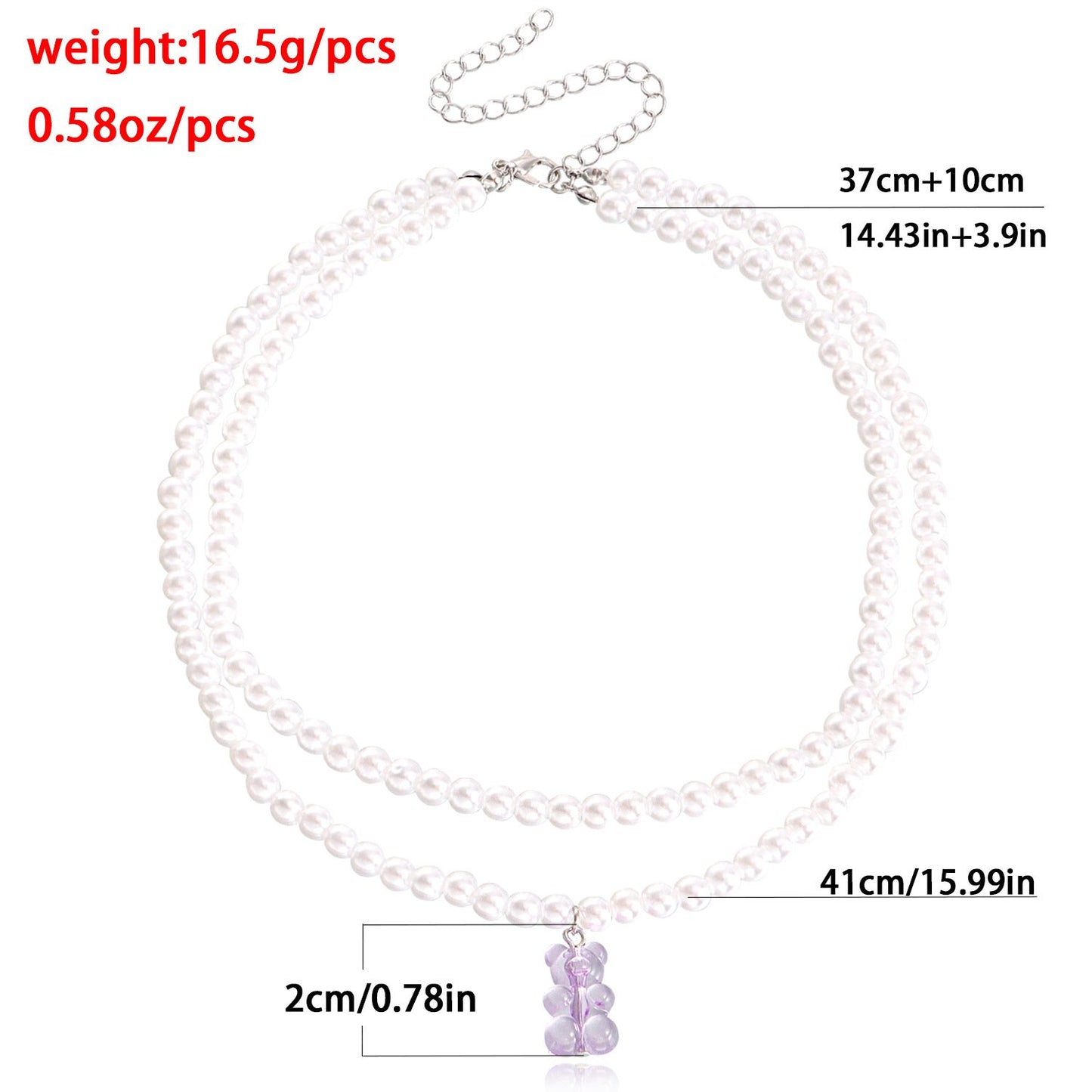 Jewelry ins double baroque imitation pearl color bear pendant necklace female choker