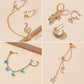 Simple Ear Stud Set Beaded Star Chain No Hole Ear Clip Cold One-piece Ear Hanging Single Female