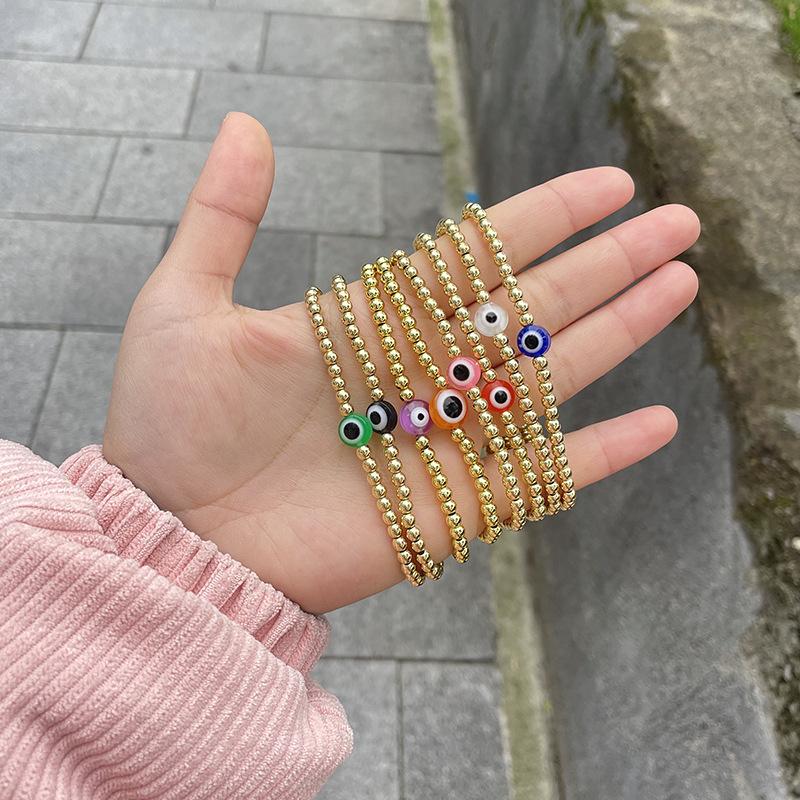 Atmospheric Devil's Eye Bracelet Golden CCB Beads Color Glass Eyes Hand Jewelry Fashion Jewelry