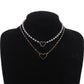Jewelry fashion heart-shaped pendant trend female necklace double white pearl temperament popular