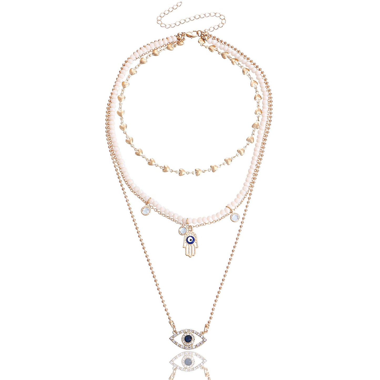 Jewelry Fashion Love Diamond Blue Eyes Necklace Female Ins Trend White Rhinestone Necklace