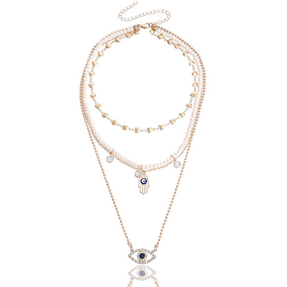 Jewelry Fashion Love Diamond Blue Eyes Necklace Female Ins Trend White Rhinestone Necklace