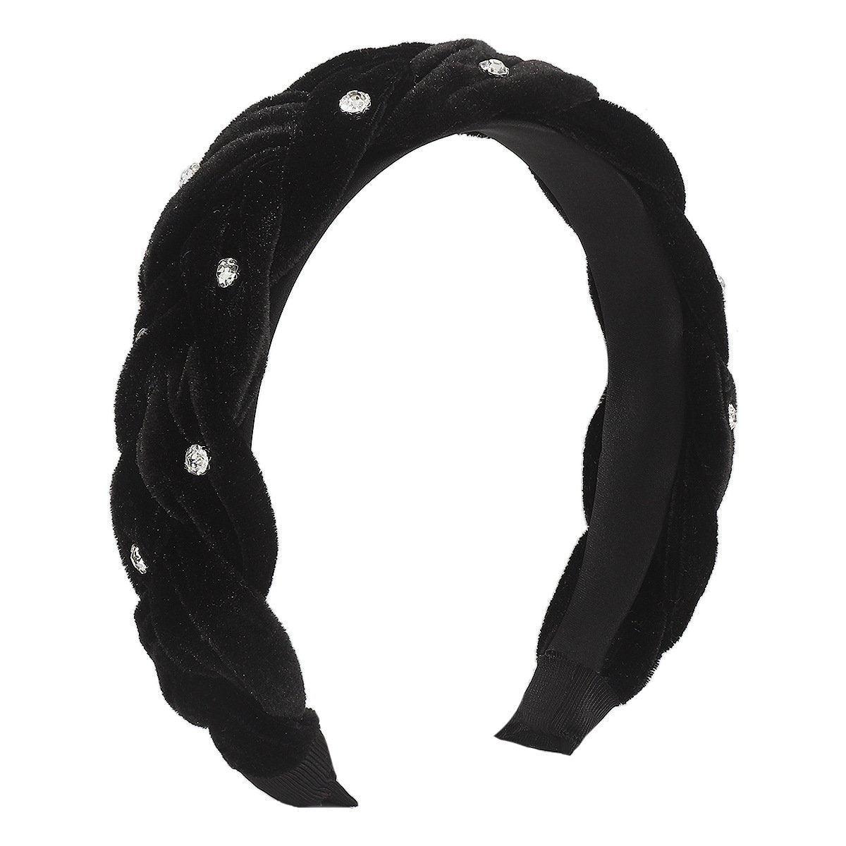 F5247 Small fragrant velvet cloth rhinestone hair hoop female niche twist braid sweet elegant retro geometric head hoop