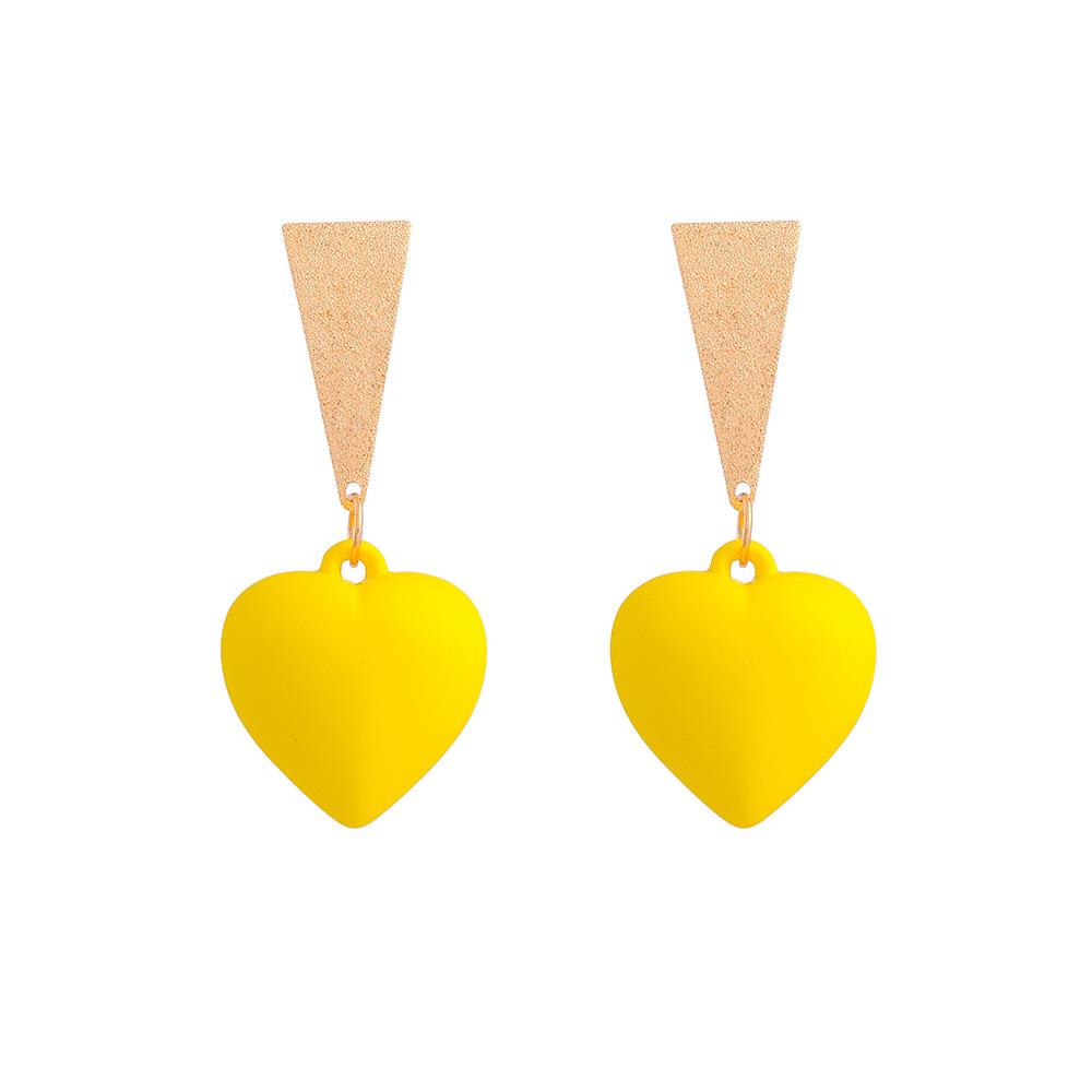 Personalized acrylic fluorescent yellow love triangle long earrings fashion creative Mori small fresh earrings