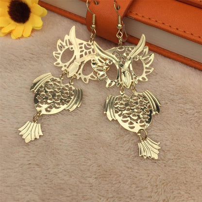 Owl Earrings Metal Cutout Earrings Exaggerated Women's Earrings Night Party Favors