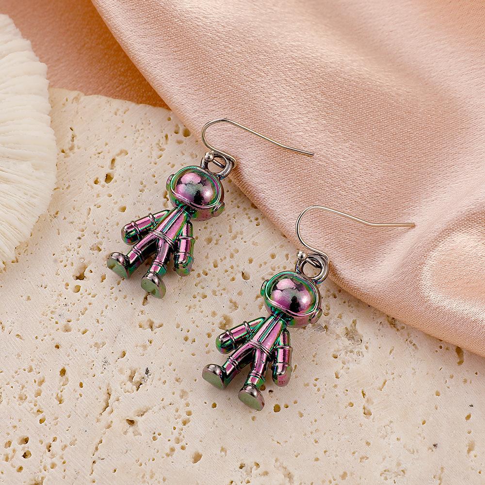 Ins Symphony Astronaut Earrings Fashion Punk Hip Hop Metal Stereo Geometry Astronaut Earrings Earrings