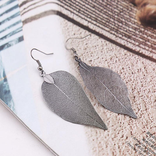 Creative Earrings Simple Leaf Exaggerated Earrings Leaf Plating Ear Jewelry