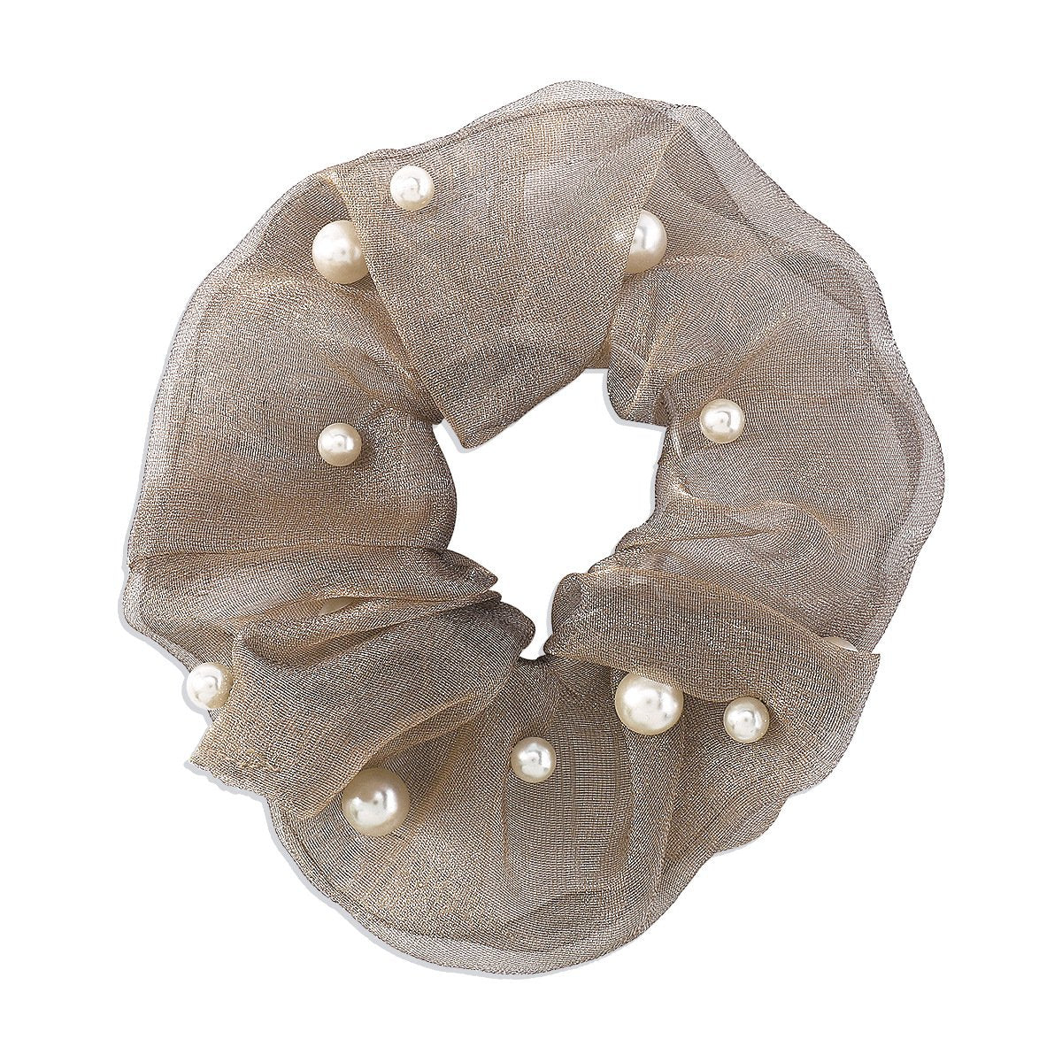 F4285 retro personality net red pearl hair ring organza simple temperament fashion elastic large intestine ponytail hair rope