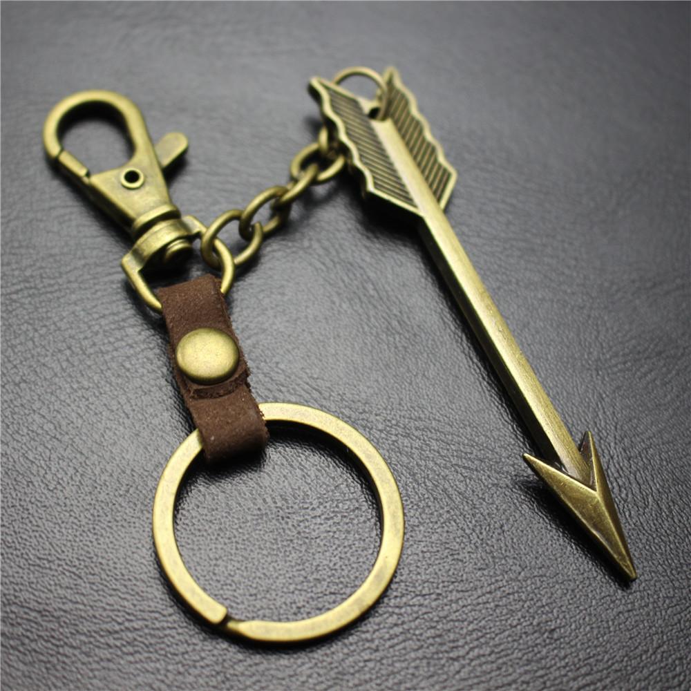 Large Arrow Alloy Pendant Leather Keychain Retro Key Ring Pendant Korean Wave Jewelry