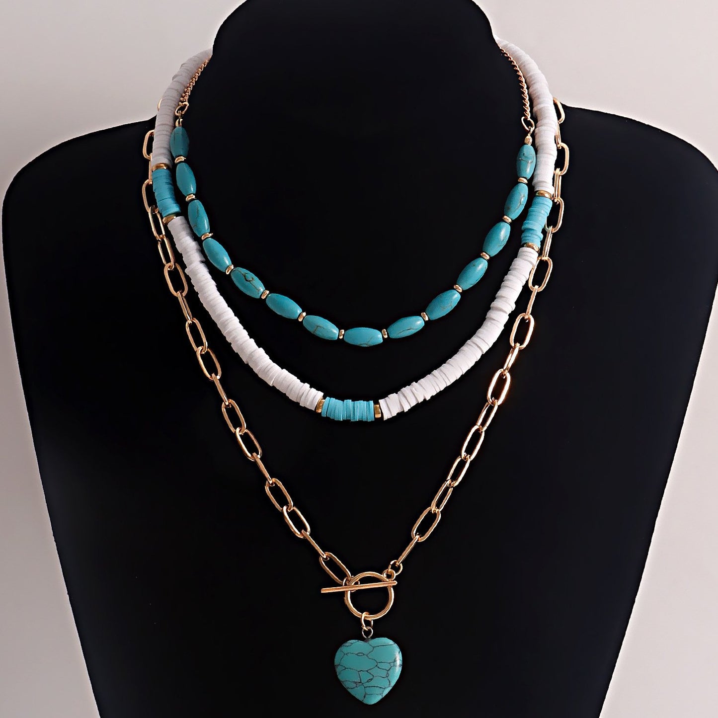 Jewelry bohemian soft pottery turquoise love pendant necklace female marine niche design
