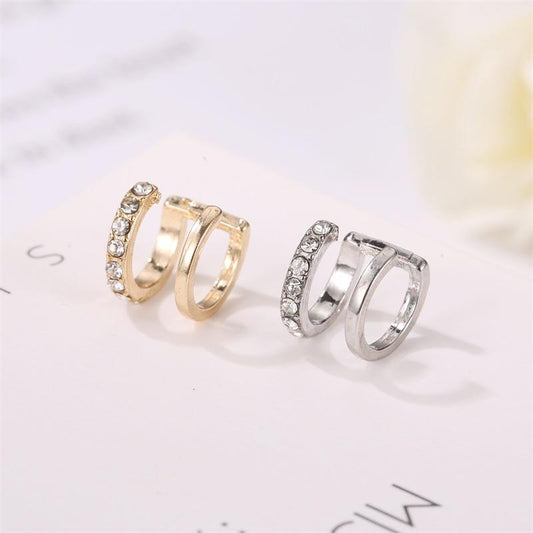 Simple line diamond ear clip fashion double c ear bone clip double u-shaped ear clip without ear hole