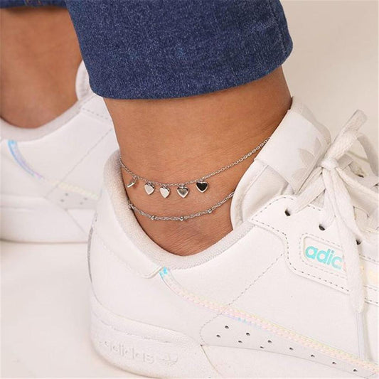 Jewelry personality love multi-layer anklet combination creative retro foot decoration set