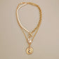 Jewelry special-shaped pearl Baroque pearl retro female image multi-layer OT buckle two-piece necklace