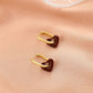 French retro wine red love earrings women's fashion light luxury niche temperament heart pendant earrings Hong Kong earrings
